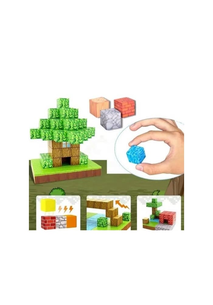 Knick Knack Magnetic World Building Blocks Set | Mini Themed Magnetic Cubes for Kids Ages 3 and Up (88 Pieces) - Image 3